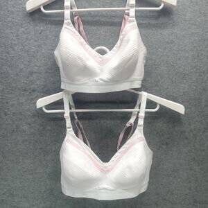 2 Triumph Triaction Free Motion N EX Non-wired Sports Bra US 34C White Pink